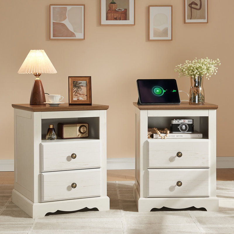  Ingberg Nightstand With Charging Station, Espresso, Espresso, Brown