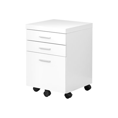File Cabinet On Rolling Structure, White Laminate, Storage Drawers For Office And Printer Stand With Mechanism,