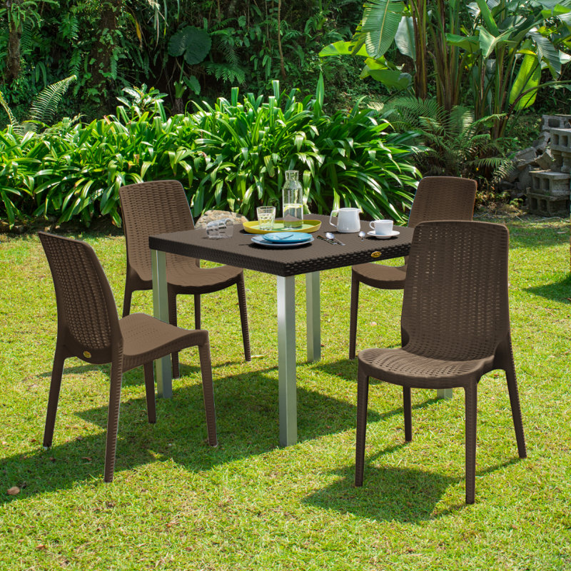 Angelene 4 - Person Patio Dining Set with Square Table, Brown
