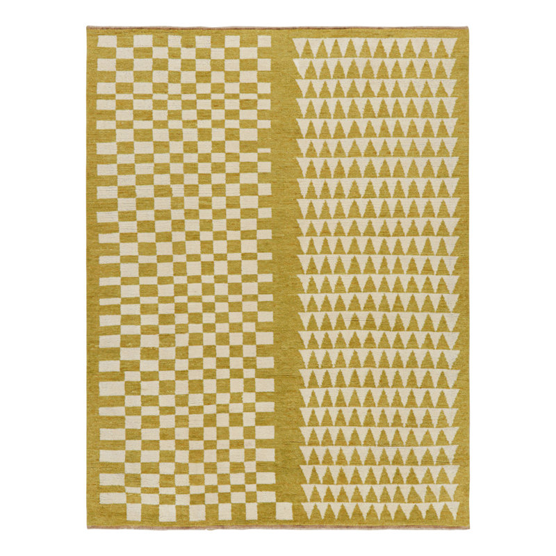 Hand Knotted Wool Geometric Area Rug, Rectangle 5' x 8'