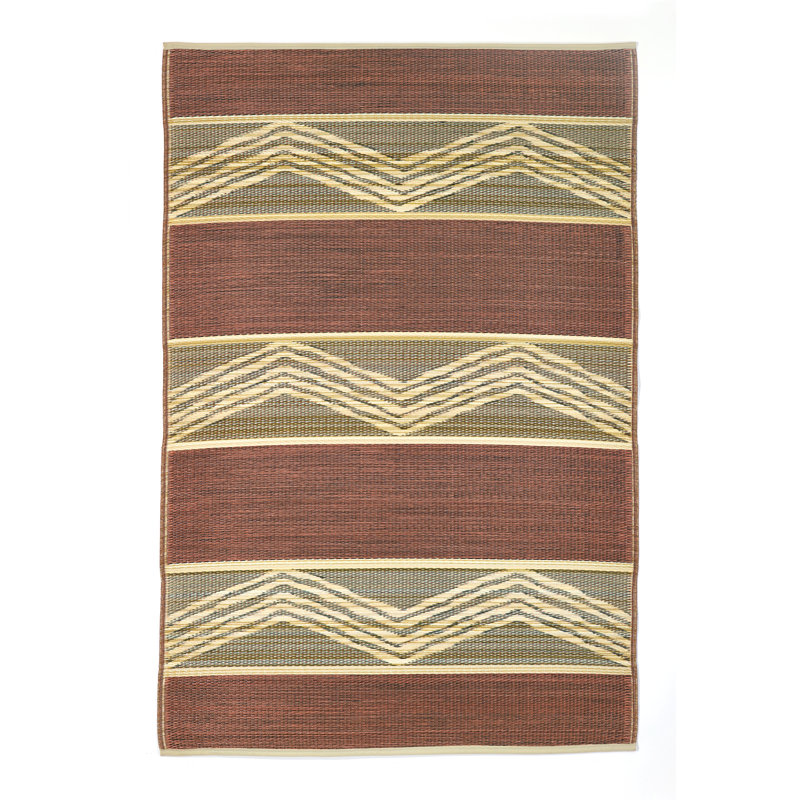 Boho Stripe Tribal Outdoor Rug - Waterproof, Crease-Free Fade Resistant, Reversible - Recycled Plastic - Patio Porch Balcony Deck Yard Garden - Lagos Sand/Coral