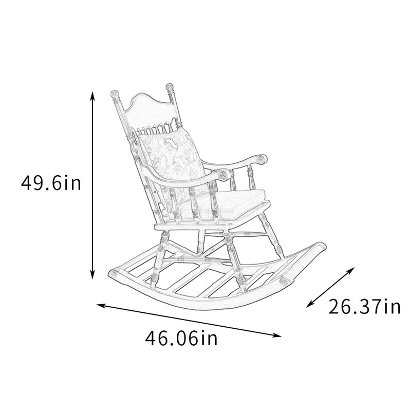 Chaise berçante en bois massif de style américain