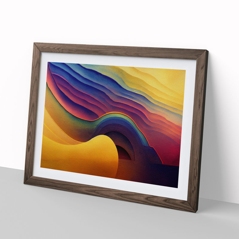 Audio Soundwave - Framed Print, 34cm H x 46cm W, Walnut Framed