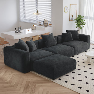 Canapé modulaire en velours côtelé 4 pièces Nikodemos