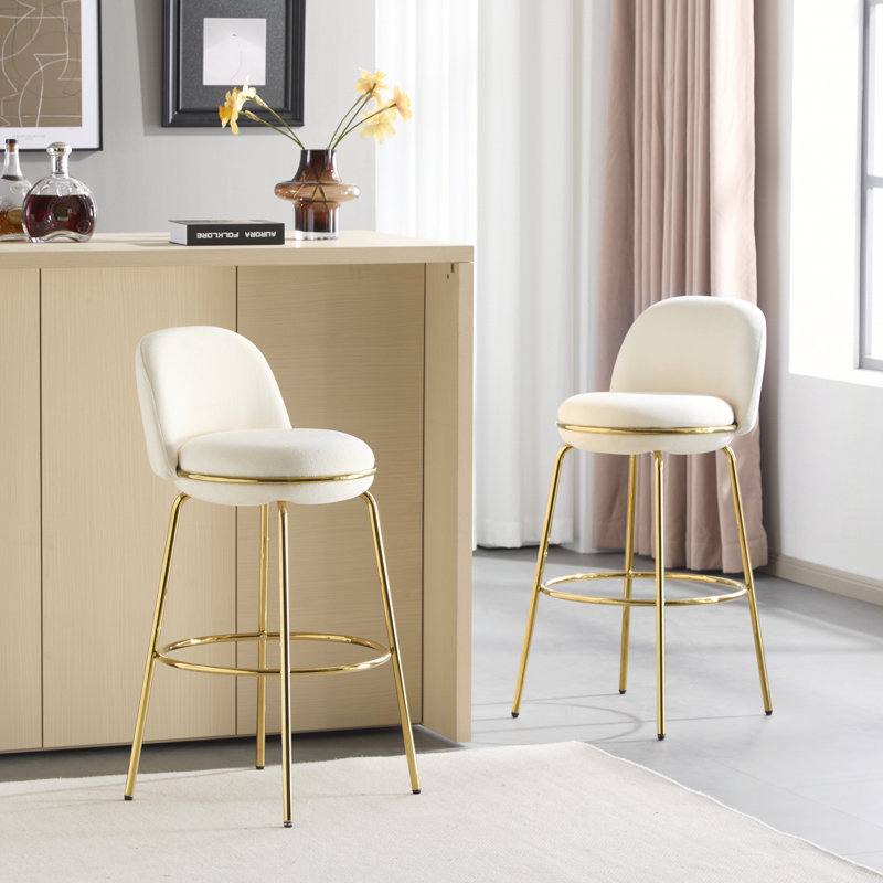 Tabouret de bar rembourré en métal, Beige