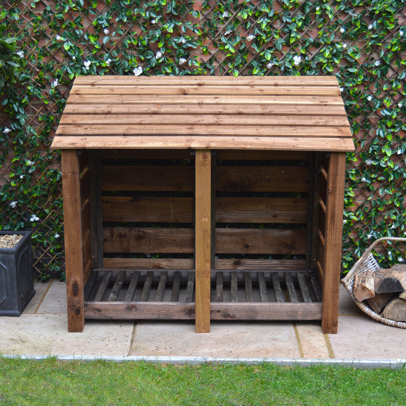 150cm W x 80cm D Solid Wood Log Store, Rustic Brown