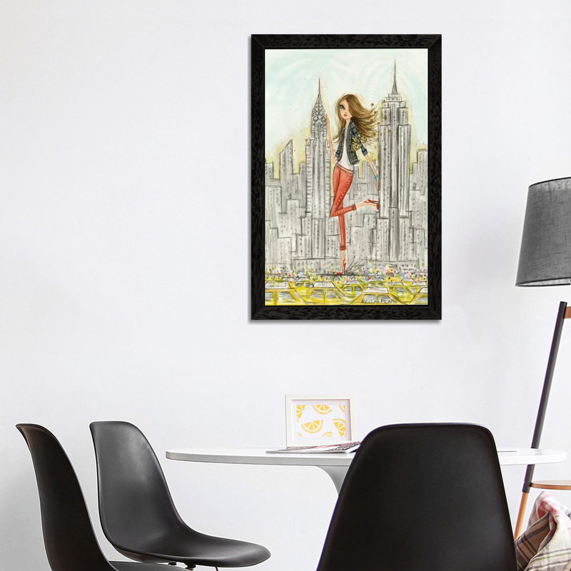 New York by Bella Pilar - Painting on Canvas, 101.6 cm H x 66.04 cm W, Black Floater Framed