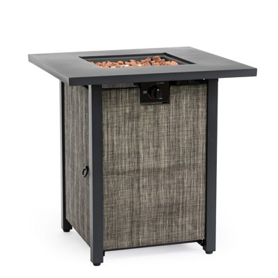 Table de foyer d'extérieur au propane 500 po 28 po avec brûleur en acier inoxydable, pierres de lave et plateau pour cadre de détente extérieur, conception résistante aux intempéries, facile à assembler