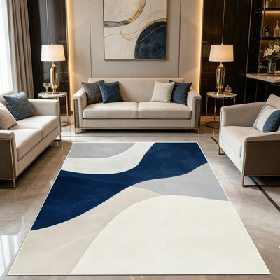 1pièces tapis abstraits, minimalistes, modernes, bleu marine, neutres et minimalistes pour le salon, doux et confortables, adaptés à toutes les saisons, faciles à entretenir, lavables à la machine, tapis de dessous de table convenant à la salle à manger, la chambre à coucher, la maison