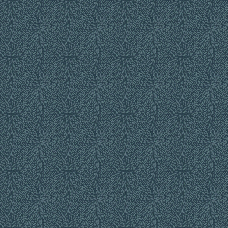 TexStyle Hedgehog Design 33' L x 21" W Metallic/Satin Wallpaper Roll, Navy