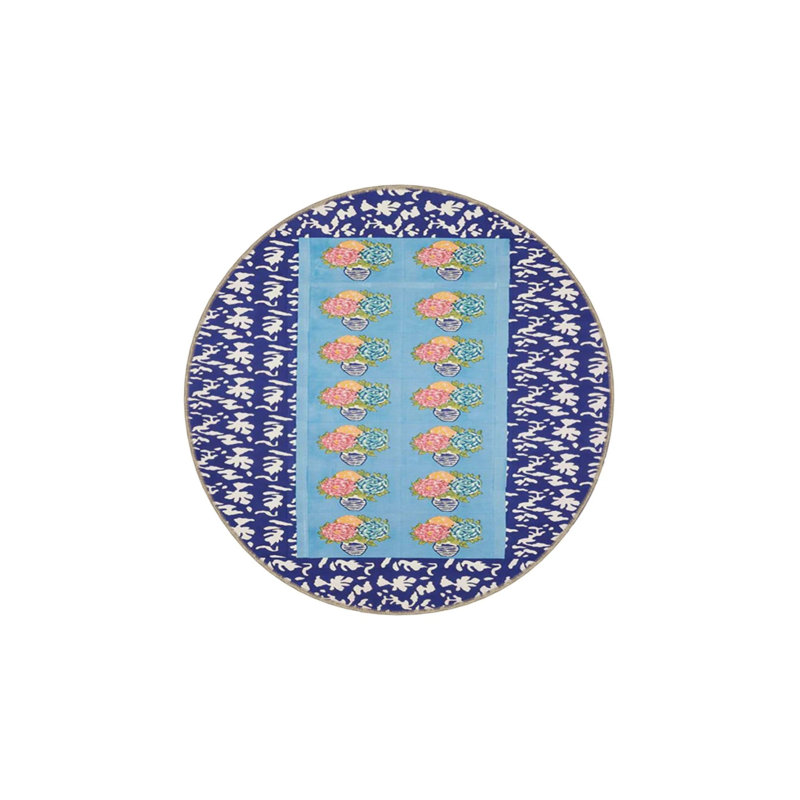 Blue Colored Heart Patterned Modern Geometric Woven Floor Carpet, Rectangle 5'2" x 7'7"