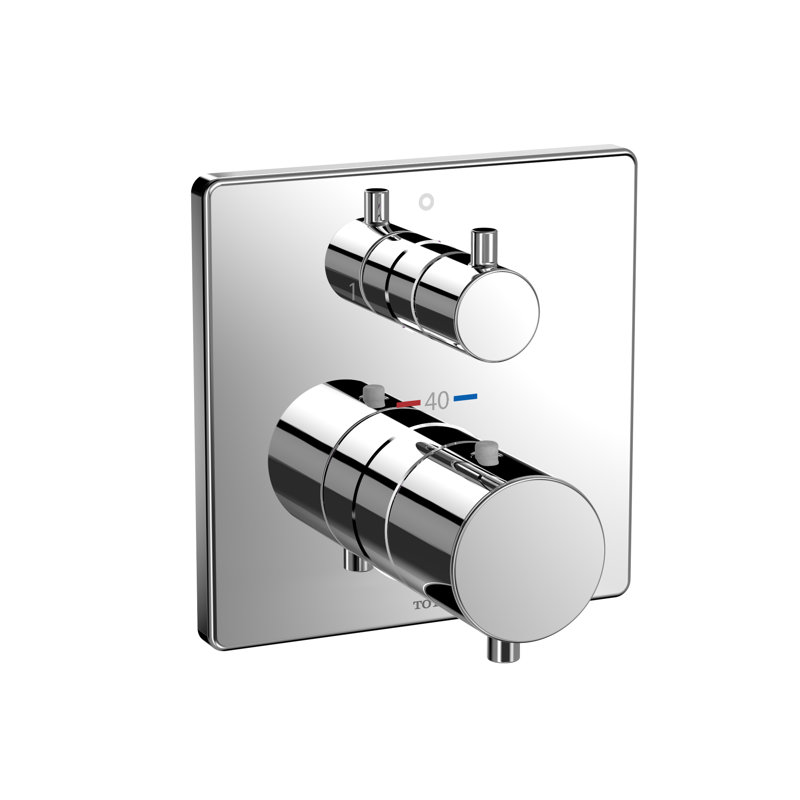 Polished Chrome Square Thermostatic Mixing Valve with Diverter