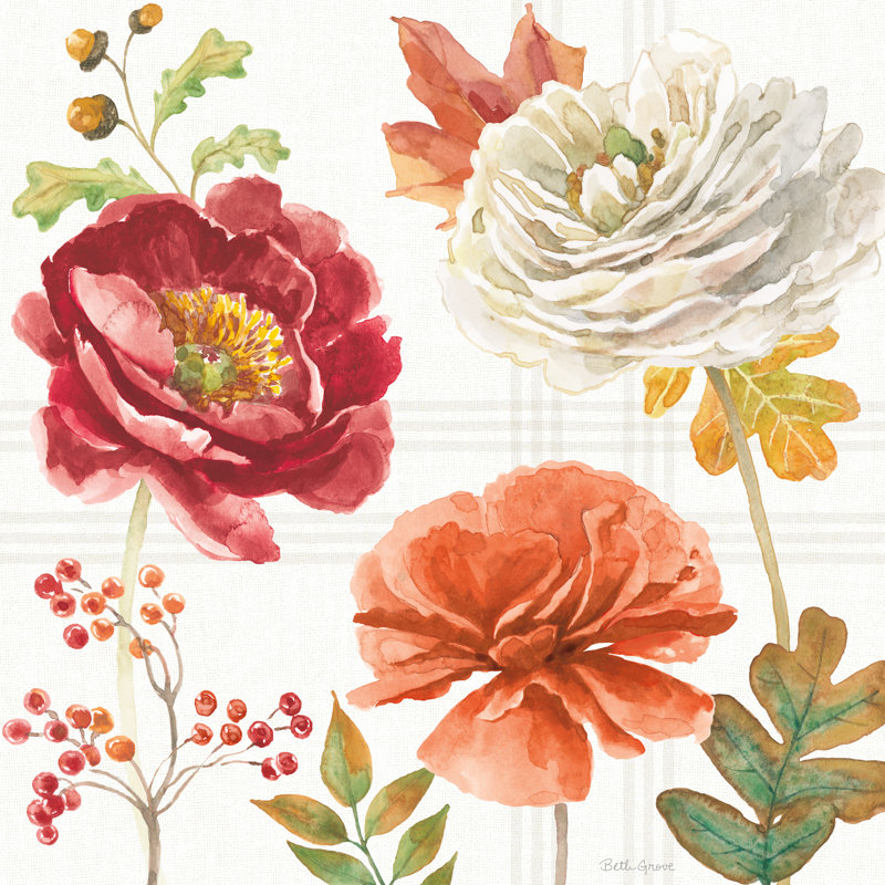 «Wooded Harvest IX» par Beth Grove - reproduction imprimée, H 12 po x l 12 po, No, Toile tendue