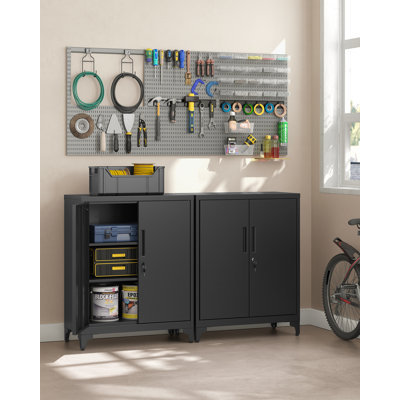 Armoire de garage, armoire de bureau pour la maison, armoire de rangement en métal avec portes et tablettes, garage et buanderie