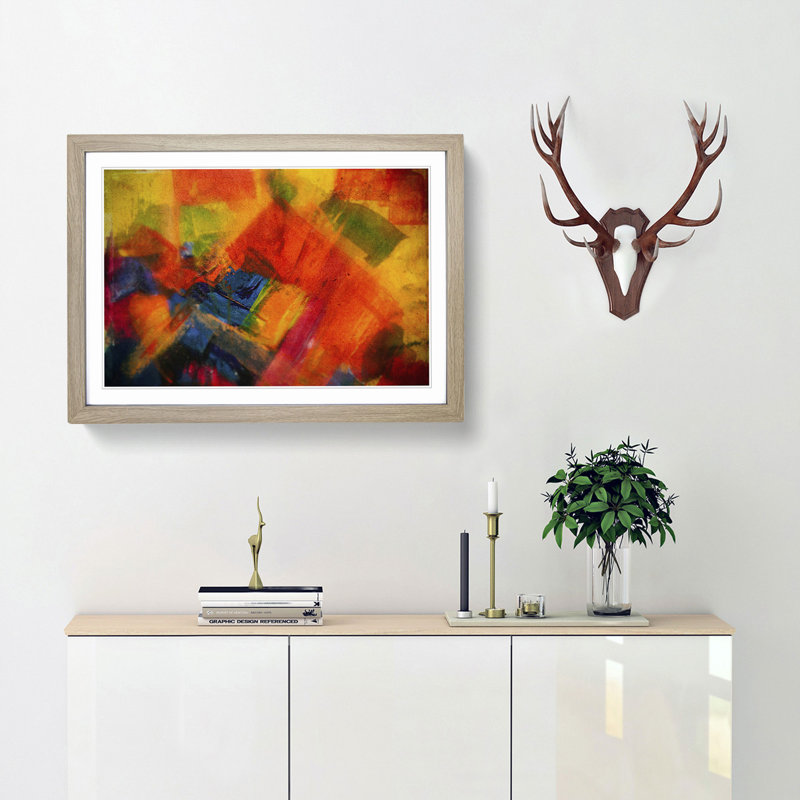 Abstract Art Painting Vol.120 by S.Johnson - Framed Print, 27cm H x 36cm W x 2cm D, Oak Framed