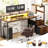 60'' Reversible Gaming Desk With Monitor Stand & Fabric Drawers-256326286