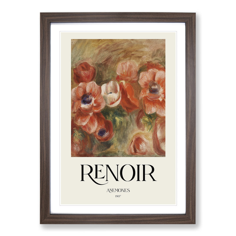 Anemones by Pierre-Auguste Renoir - Picture Frame Painting, Walnut Framed, 36cm H x 27cm W x 2cm D