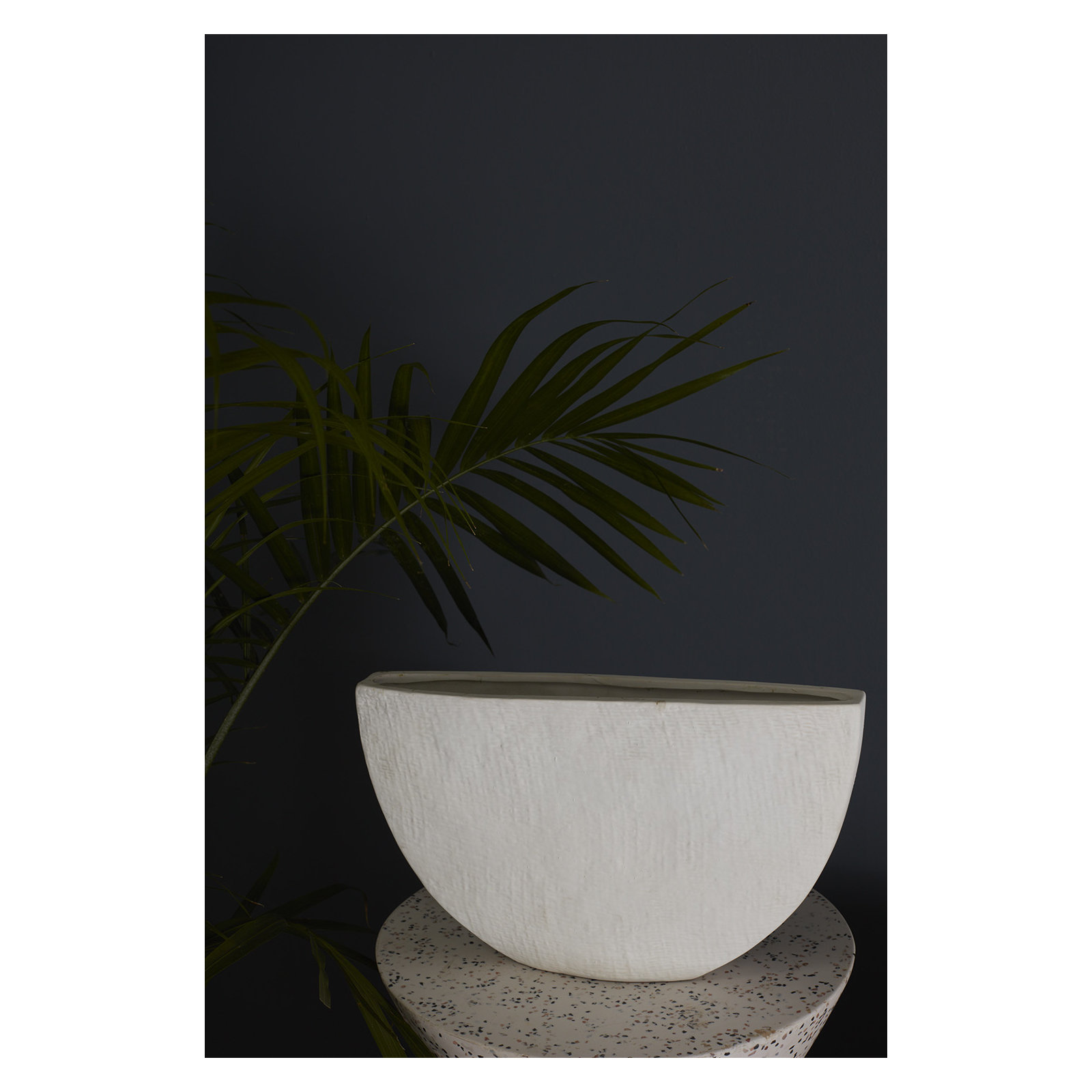 Handmade Ceramic Pot Planter, White, 7.75" H x 13.5" W x 3.5" D
