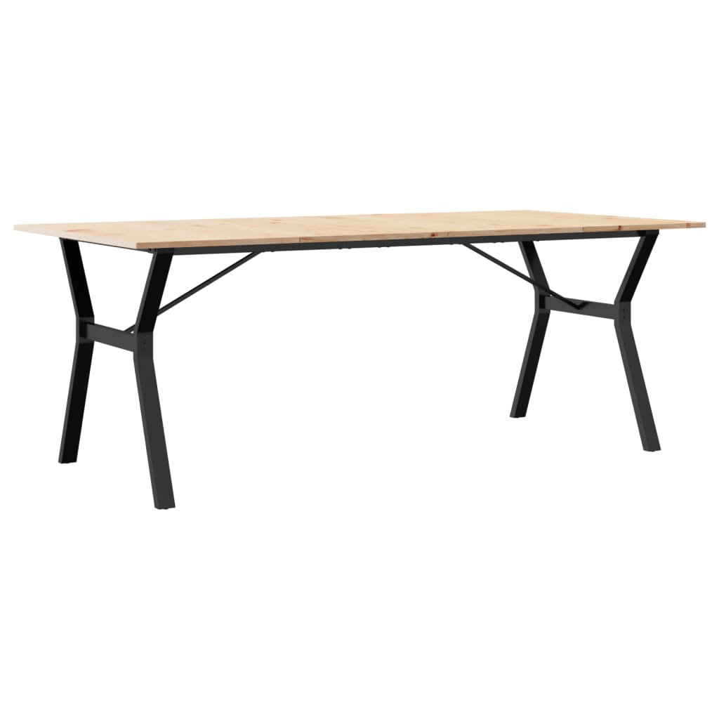 vidaXL Dining Table Y-Frame Solid Wood Pine and Steel