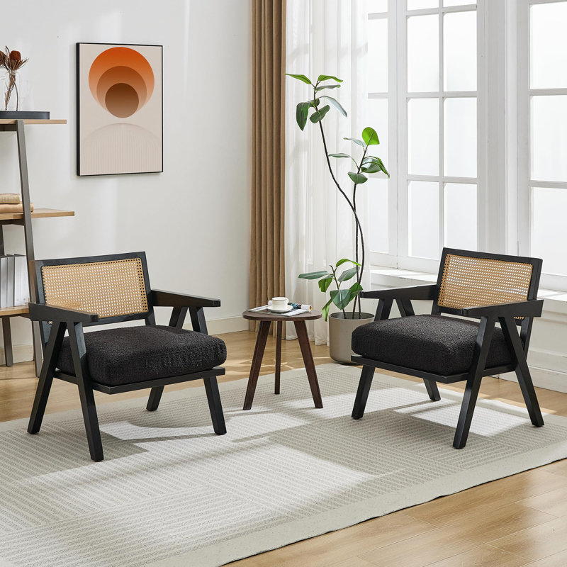 Upholstered Armchair, Black Teddy, Black