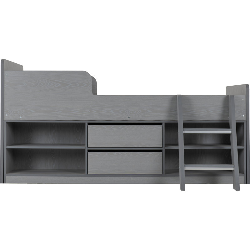 Saskia Single (3') Mid Sleeper Bed with Shelves by Isabelle & Max, Grey