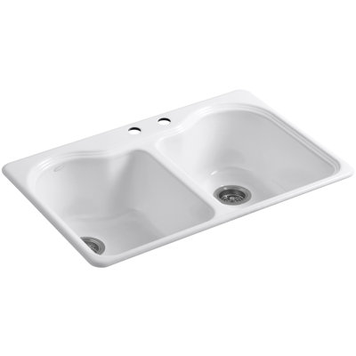 Hartland 33" L x 22" W x 9-5/8" Double Basin Drop-In Kitchen Sink