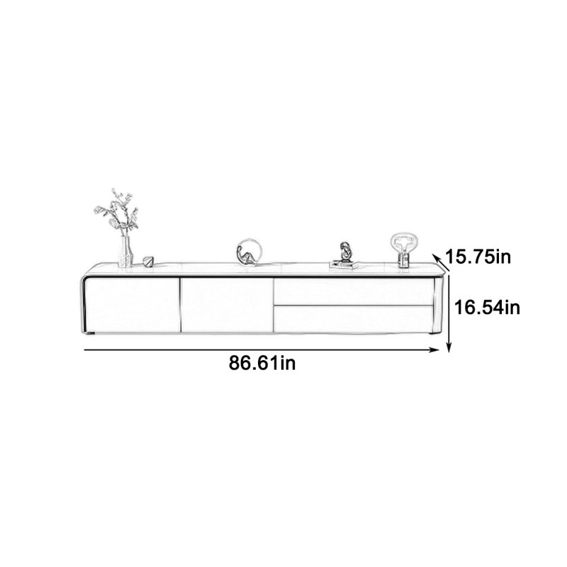 La télévision moderne est synonyme de grand rangement, Blanc / Gris, 86.61"