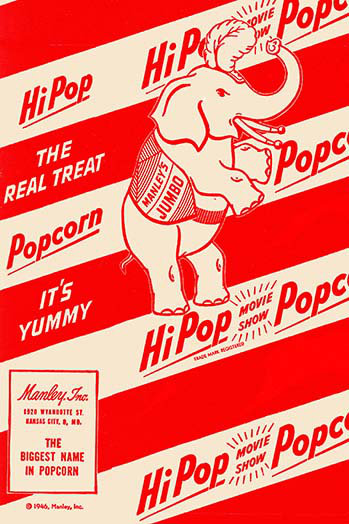 Émission « popcorn the real treat »-impression de publicités, H 42 po x l 28 po x P 1,5 po