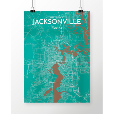 Jacksonville City Map 1 Piece Wall Art