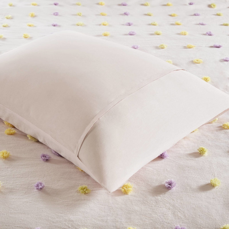4Pcs édredon simple / simple en coton TG avec coussins décoratifs roses
