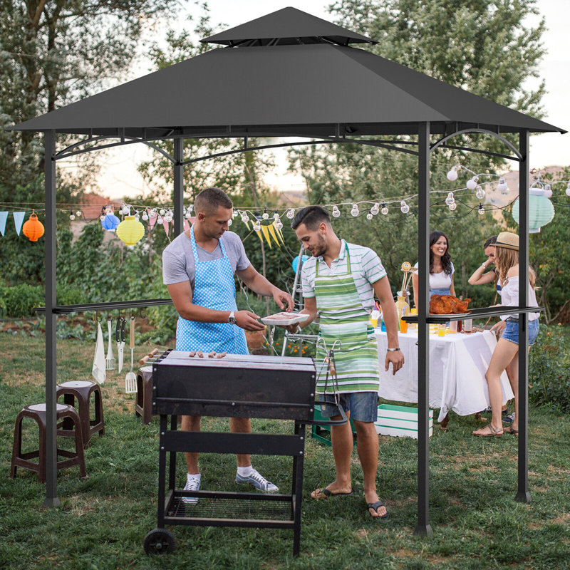 8 Ft. W x 5 Ft. D Steel Grill Gazebo, Gray