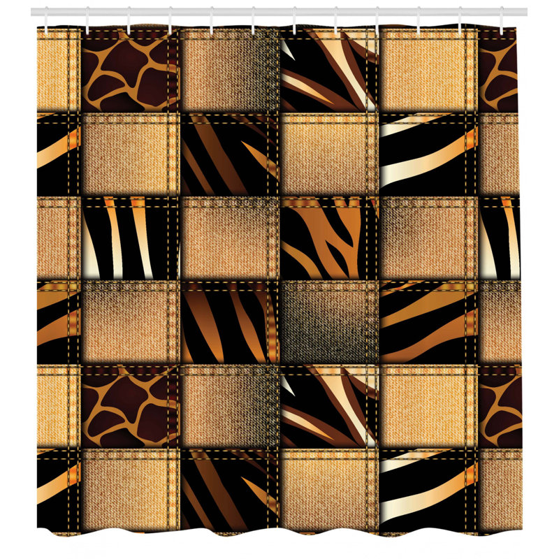 Patchwork Shower Curtain with Hooks Included, 75" H x 69" W