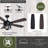 Gil 54 in. Matte Black and Rustic Oak Indoor Outdoor Rod Mount Farmhouse Ceiling Fan with Reversible Driftwood-Black Walnut Blades, Dimmable LED Light Kit and Remote Control Included, 3 Speeds-1003774631