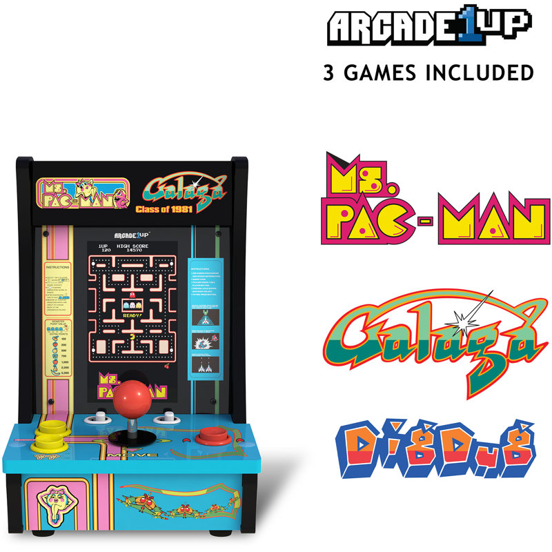 Arcade1Up Ms. Pac-Man Class of '81 Countercade Arcade Machine with 3 Retro Games