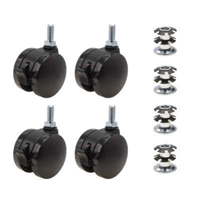2 in. Black Furniture Swivel Brake Caster for 1 in. Round