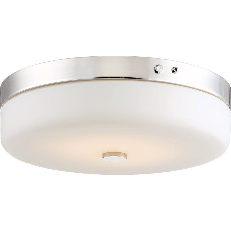Glass Flush Mount, Polished Nickel