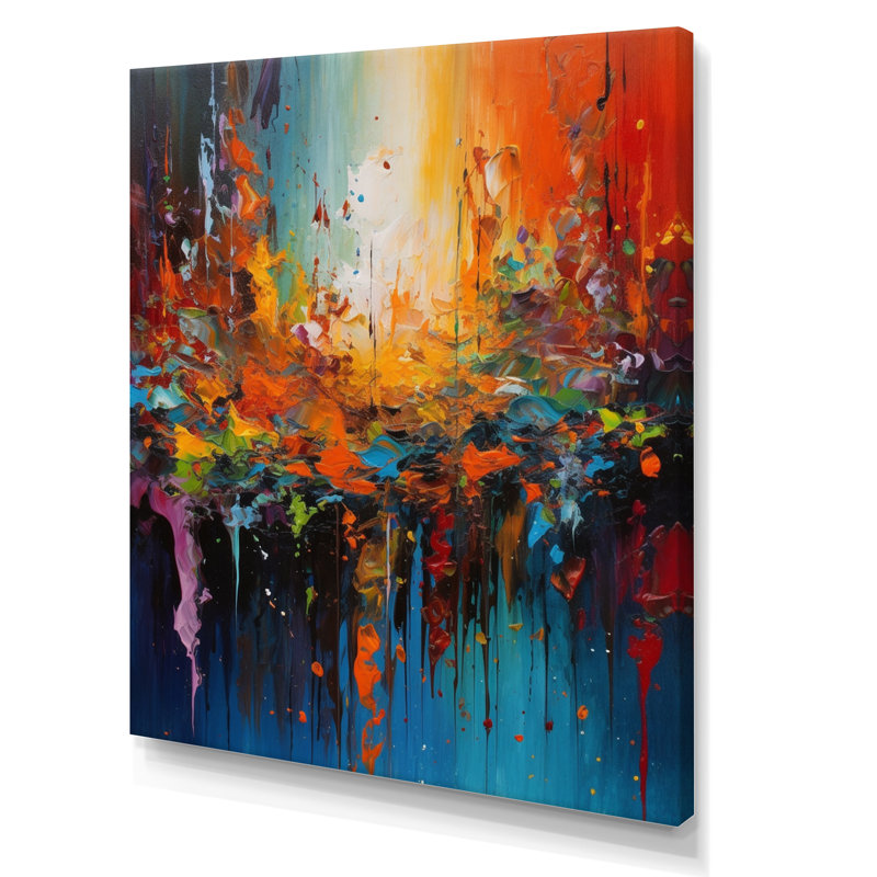 Orange Teal Cubist Fusion - Cubism Canvas Art, Wrapped Canvas, 20" H x 12" W x 1" D