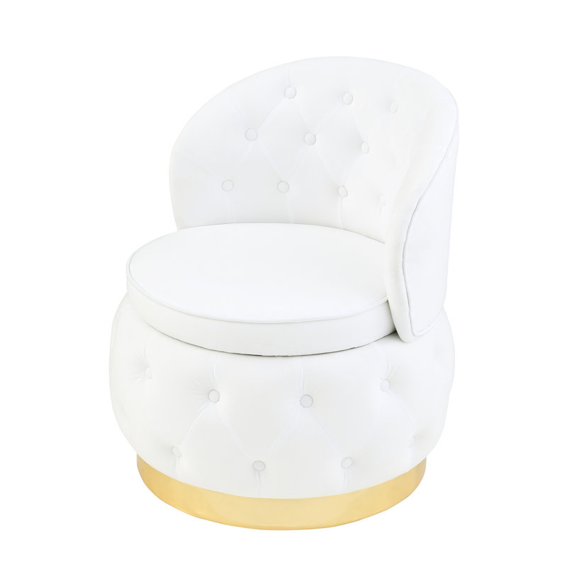 Fauteuil pivotant à 360 degrés - Velours blanc avec rangement pour chambre de bébé, salon et bureau confortables