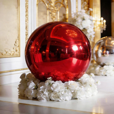 23.6" Inflatable Mirror Ball for Hanging & Standing, PVC Disco Balloon for Party & Festival Decor – 1 Piece (Red, Pump Not Included)