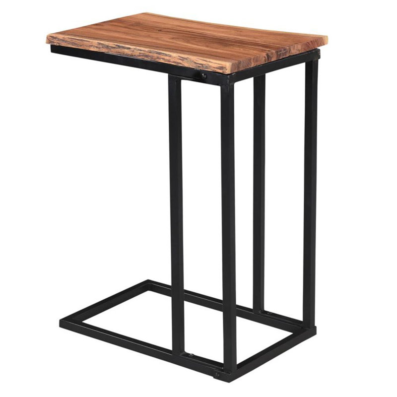 Table de bout en C en bois massif de 22 po de hauteur
