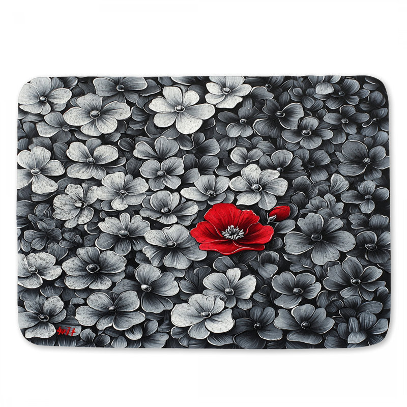 Tapis de bain fleurs à motif floral foncé pour salle de bain, L 24 po x l 17 po