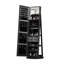 Armoire à bijoux pivotante à 360 degrés avec miroir pleine grandeur et armoire de rangement en noir