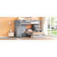 Lit superposé double au-dessus de simple avec bureau, tiroirs et tablettes-511003863