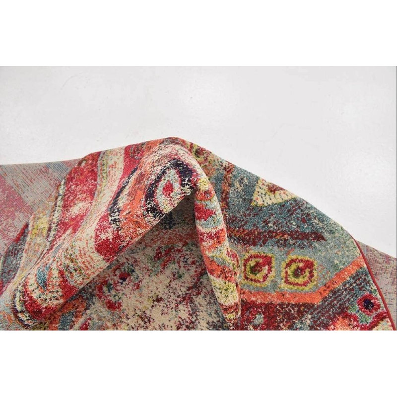 Newburyport Southwestern Area Rug, Rectangle 4'1" x 6'1", Red
