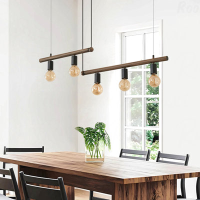 Luminaire suspendu pour îlot de cuisine 5 lumières | Luminaire rustique en fer de style campagnard