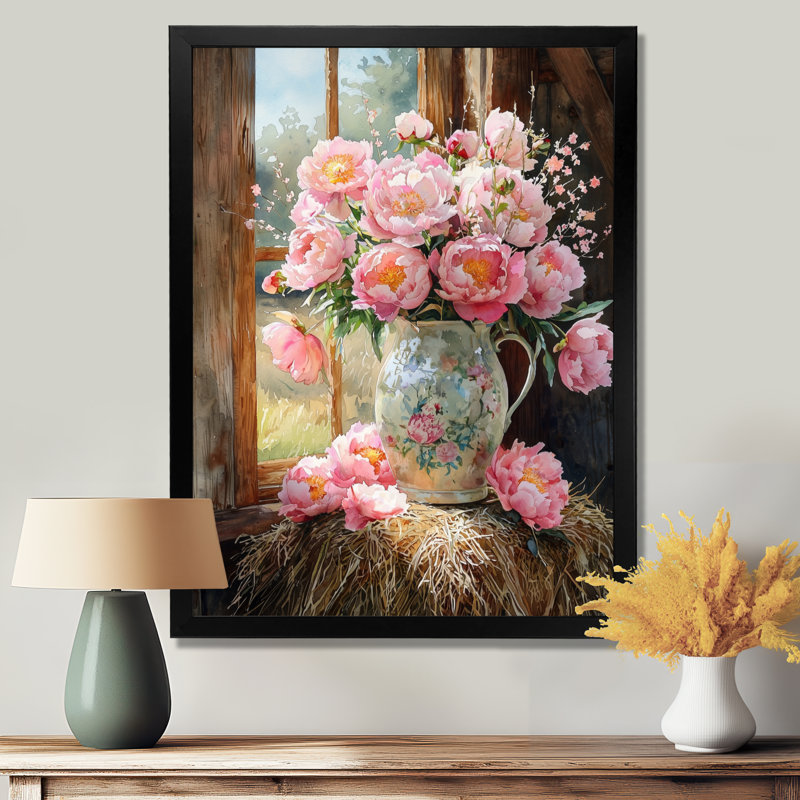 Humphrey - Art mural sur toile à motif floral, H 40 po x l 30 po, Picture Framed, Noir
