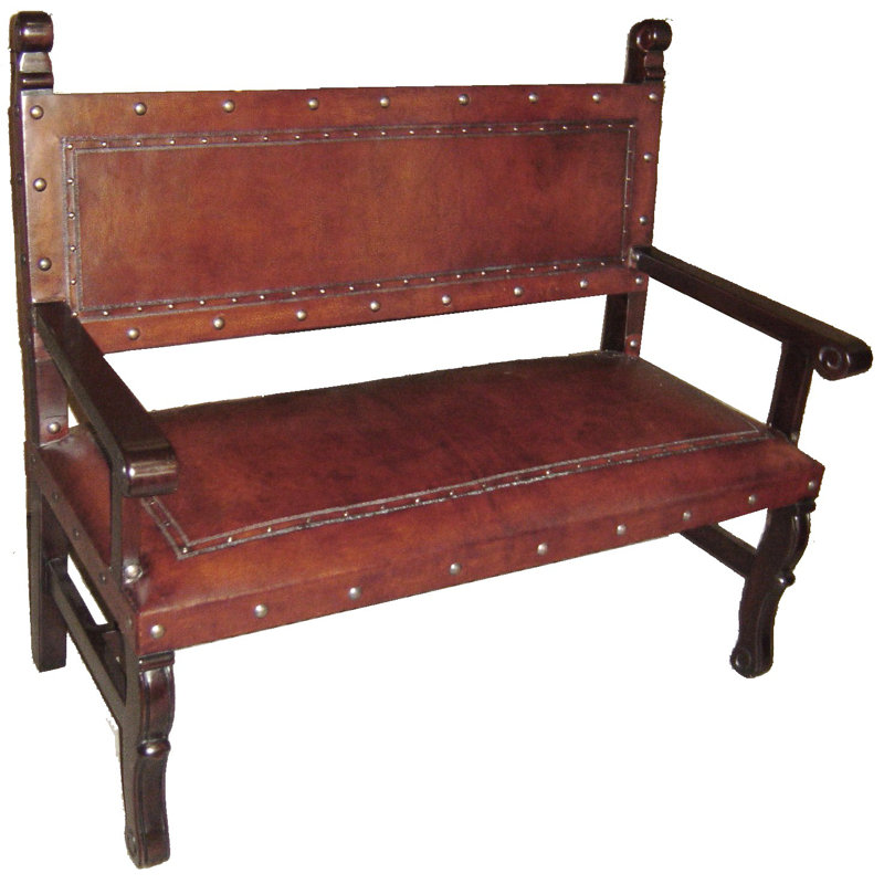 Tylersburg Leather Office Bench, Antique Brown