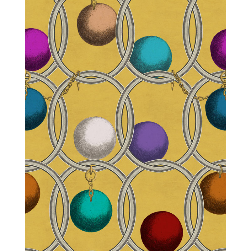 LA DOLCE VITA Wallpaper Roll, Yellow/Green/Pink/Blue