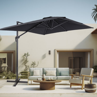 Royetta 120 " W Rectangular Rotating and Adjustable Cantilever Umbrella with Crank Lift