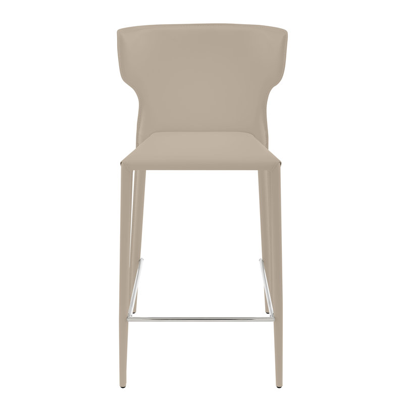 Tabouret de bar Divinia en cuir régénéré gris - ensemble de 2, Tabouret de comptoir (siège à une hauteur de 25,, Taupe